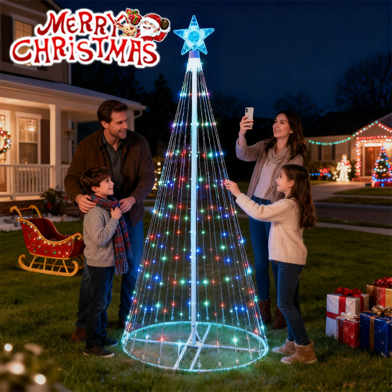 Smart Garden Light Camera - Solar-Powered LED Waterfall String Lights Christmas