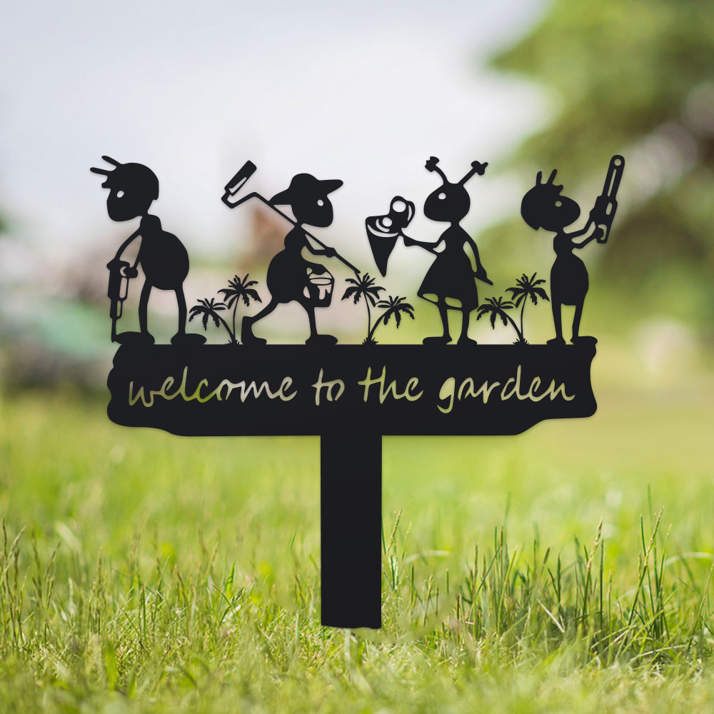 Smart Garden Ornaments - 1pc Metal Rustic Metal Ant Silhouette