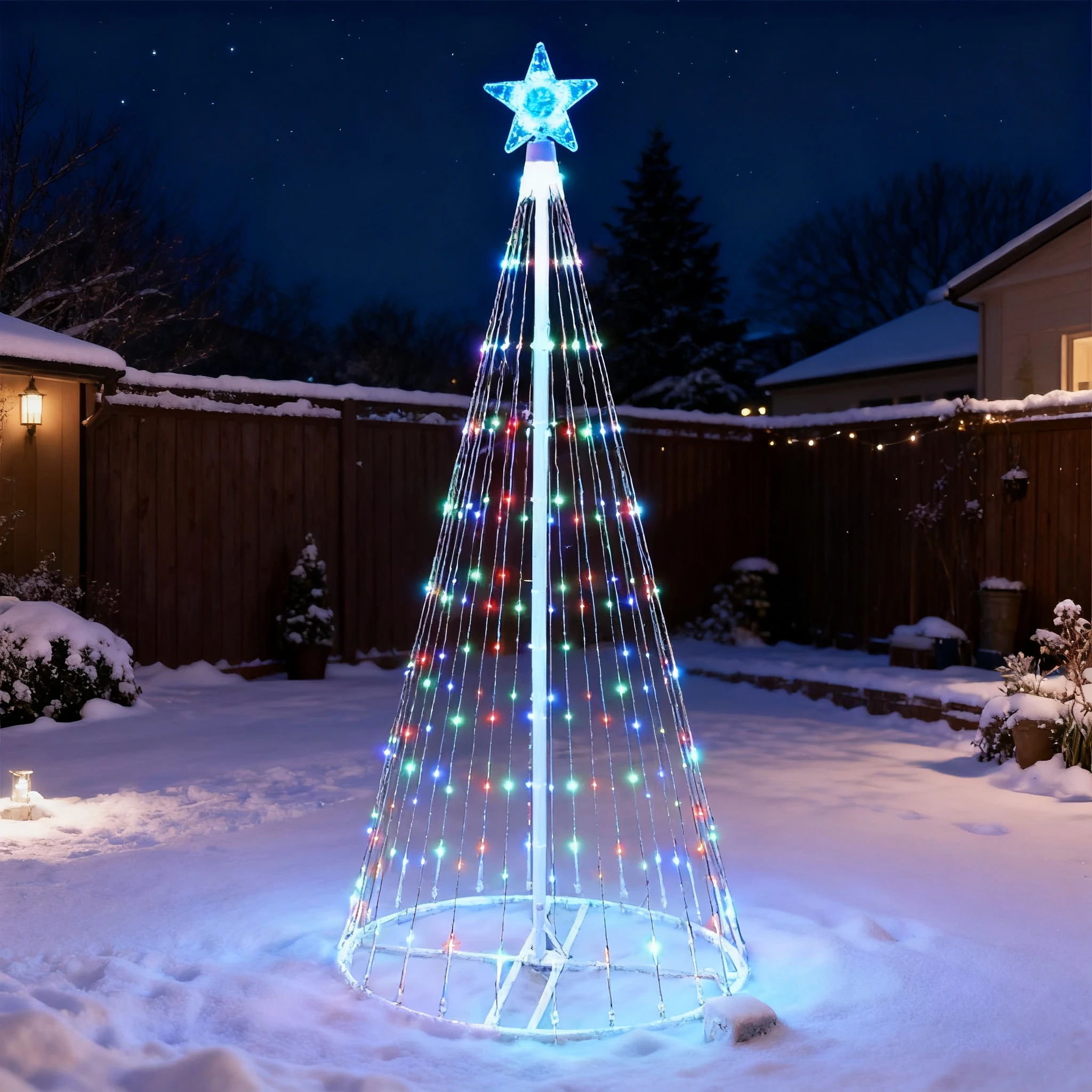 Solar-Powered LED Waterfall St - Smart Garden Light Camera ulasan dan harga