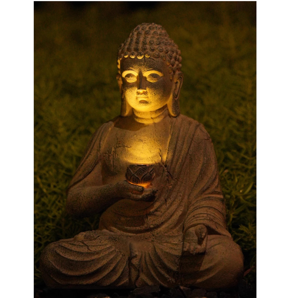 Resin Solar Buddha Statue Scul - Smart Garden Ornaments ulasan dan harga