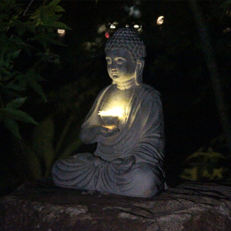 Resin Solar Buddha Statue Scul - Smart Garden Ornaments ulasan dan harga